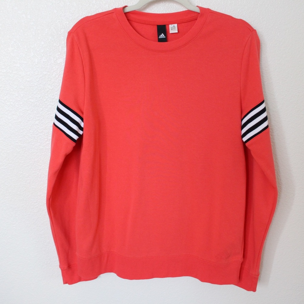 Adidas Pullover Sweatshirt Coral Three Stripe